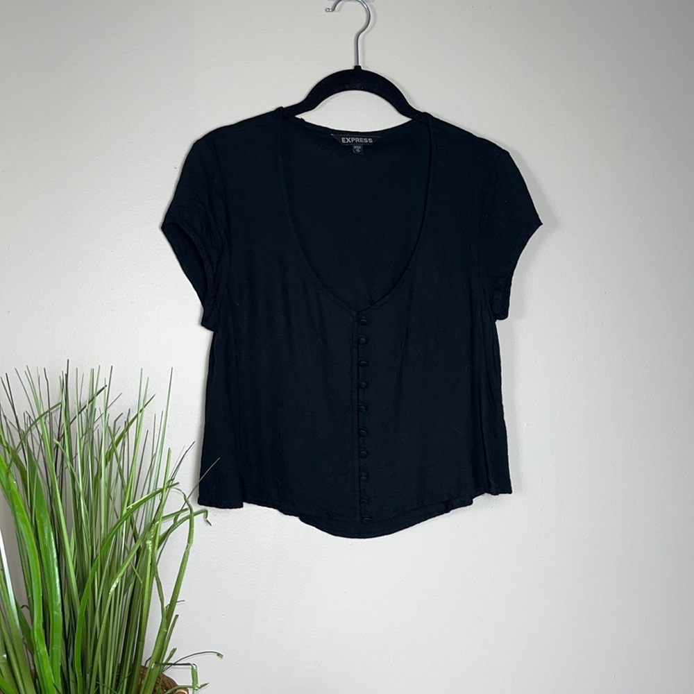 Express Cropped Black Blouse